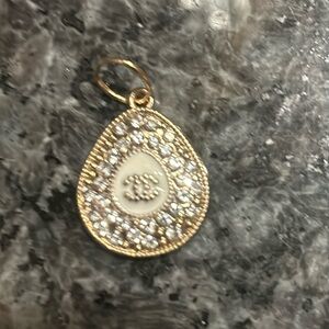 Designer inspired 1.5" gold/rhinestone "CC" charm
